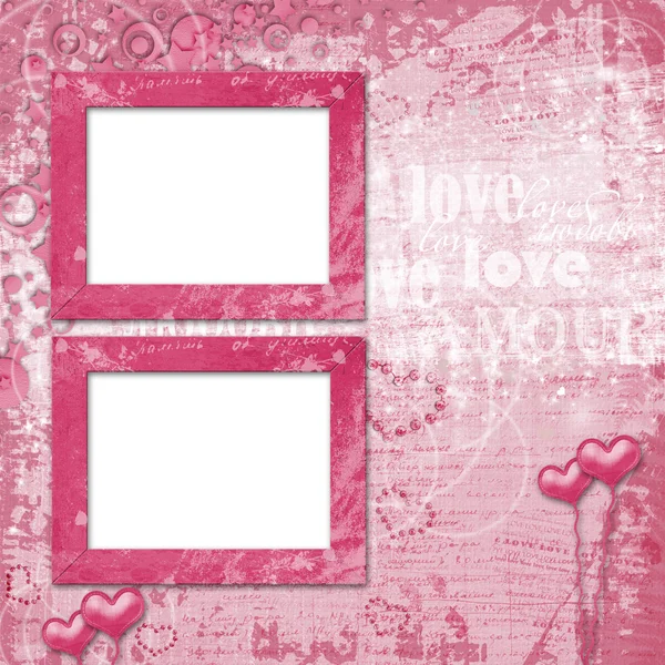 Valentinstag Karte mit Herzen — Stockfoto