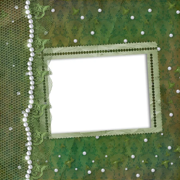 Frame voor foto met parels — Stockfoto