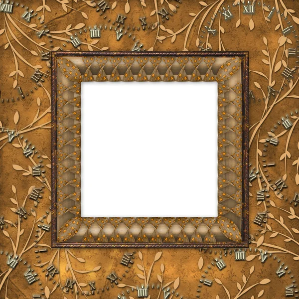 Деревянная рамка на листовке — стоковое фото