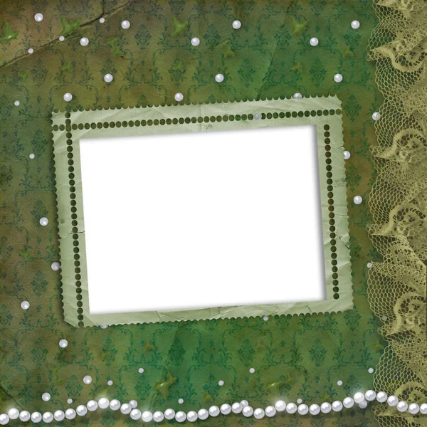 Rahmen für Foto mit Perlen — Stockfoto