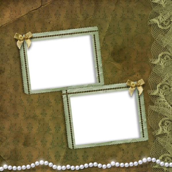 Рамка для фото з перлами — стокове фото