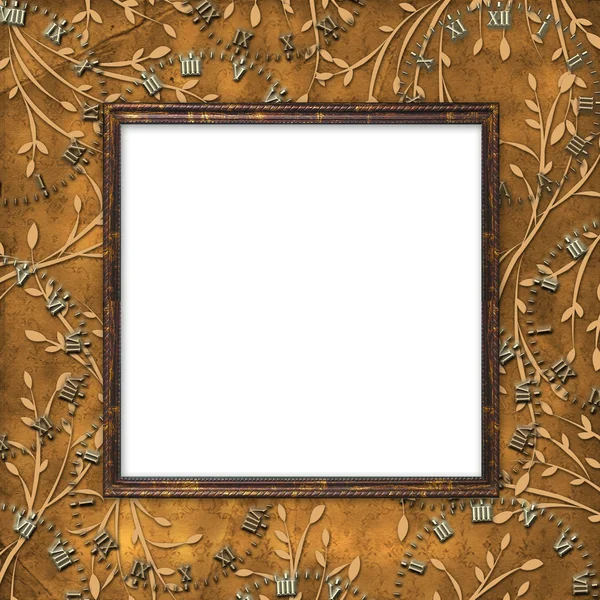Wooden frame on the leafage background — Stock Photo, Image