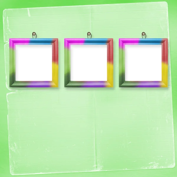 Три разноцветных рамки для фотографий — стоковое фото