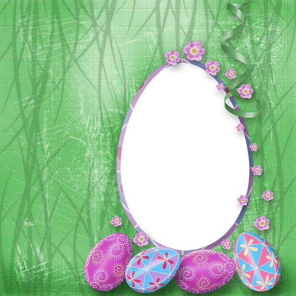 Saludo de Pascua con huevos de pintura — Foto de Stock