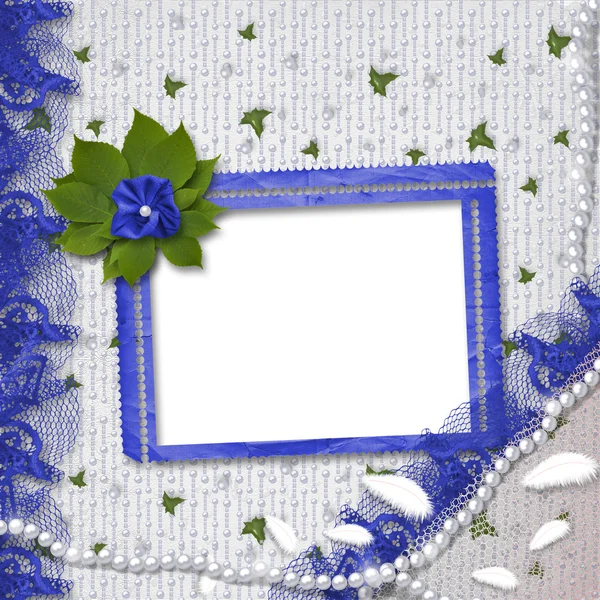 真珠と花の束を持つフレーム — ストック写真