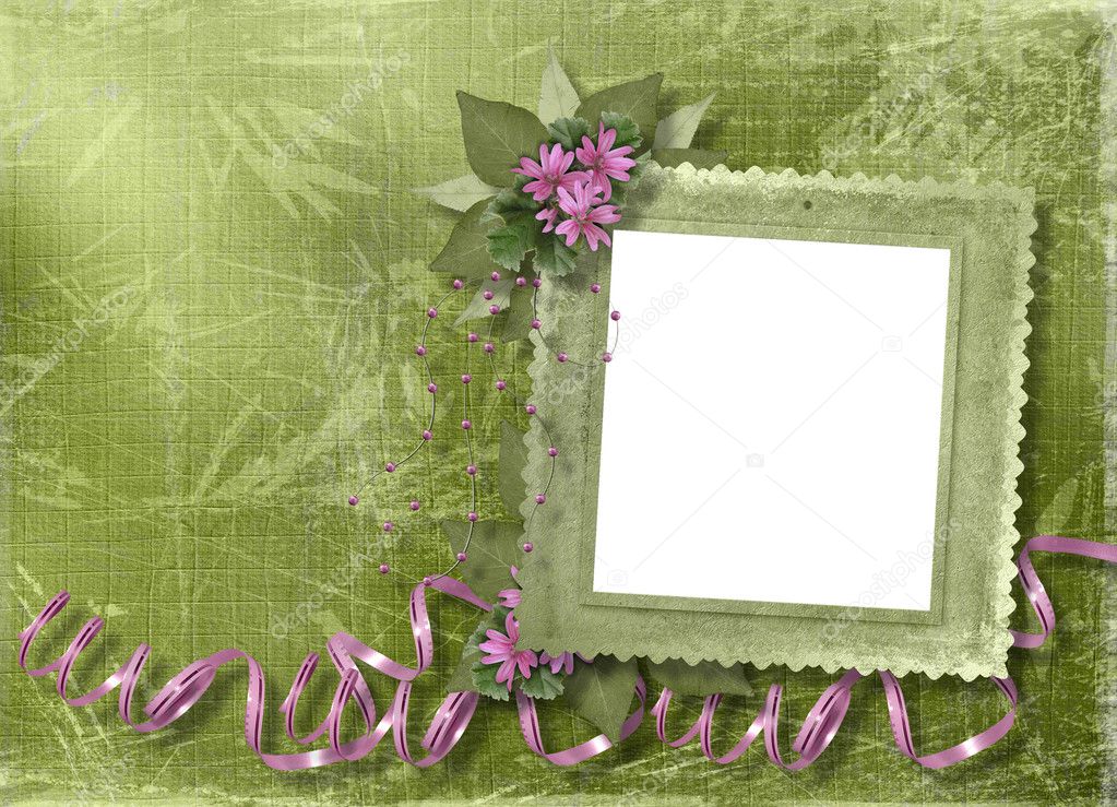 Green abstract background with frame