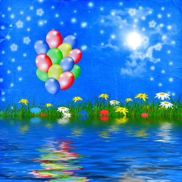 Flerfärgad bakgrund med ballong — Stockfoto