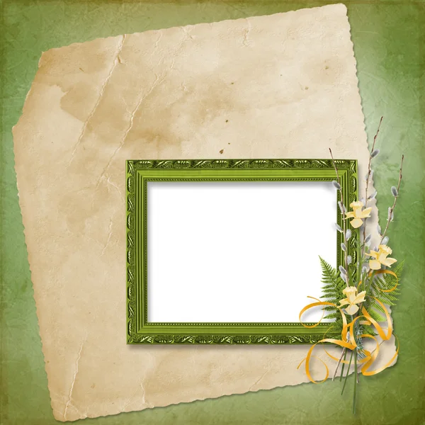 Frame with bunch of willow — Stock Photo, Image