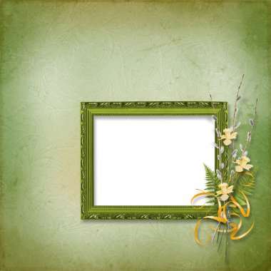 Frame with bunch of willow clipart