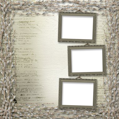 Victorian frames with bunch of willows clipart