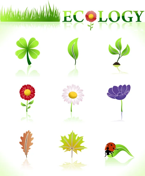 Símbolos ecológicos naturales. Vector ilustra — Vector de stock