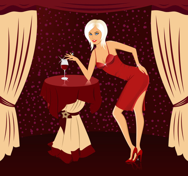 Vector girl with cocktail