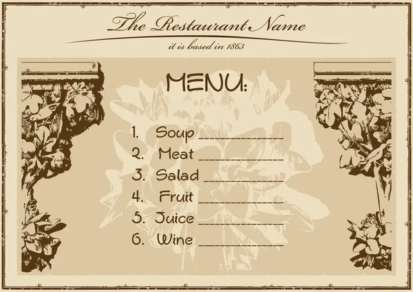 Винтажное меню ресторан горизонтальное — стоковый вектор