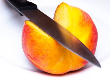 Ripe peach knifed clipart