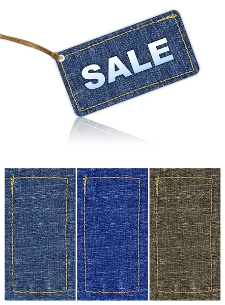 Tag de venda de jeans — Fotografia de Stock