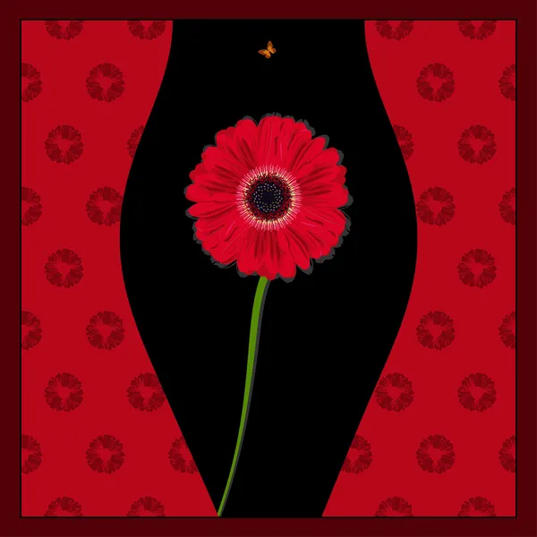 Fleur sur le corps fille — Image vectorielle