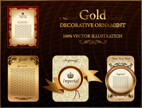 Guld vitnage etikett dekorativa ornament — Stock vektor