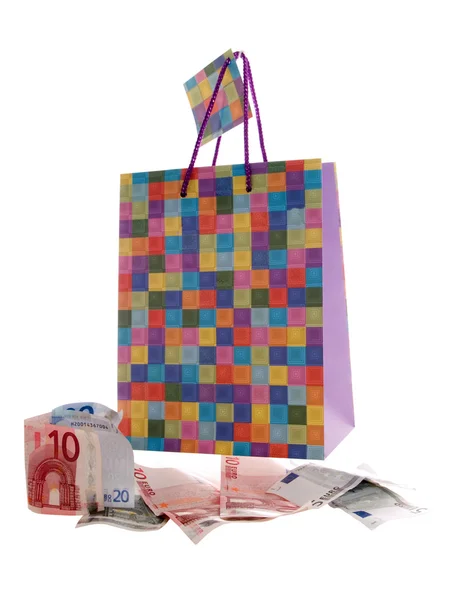 Money and shopping bag — Stock Photo, Image