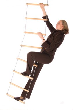 Bussinesswoman climbering the ladder of clipart