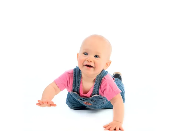 Ευτυχισμένο μωρό πάει στα χέρια και τα γόνατά — Φωτογραφία Αρχείου