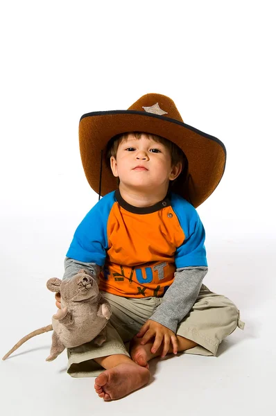 Garçon en chapeau de cow-boy — Photo