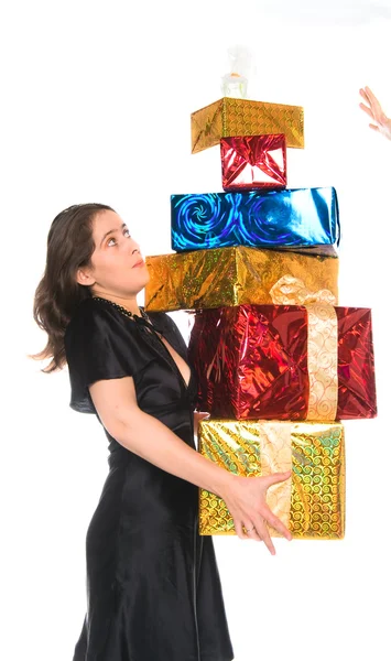 Žena s dárky — Stock fotografie