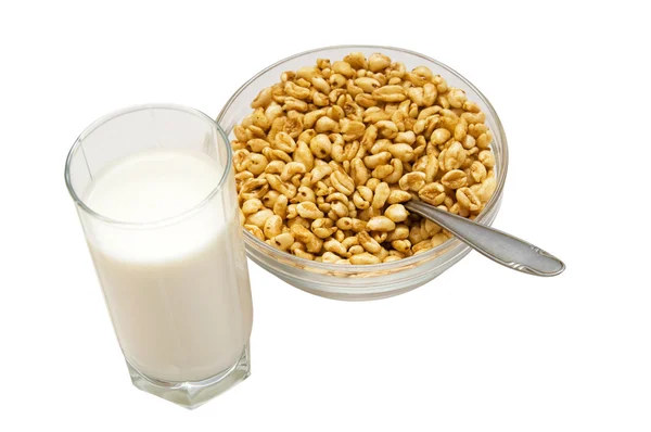 stock image Healthy breakfast (milk with honey wheat