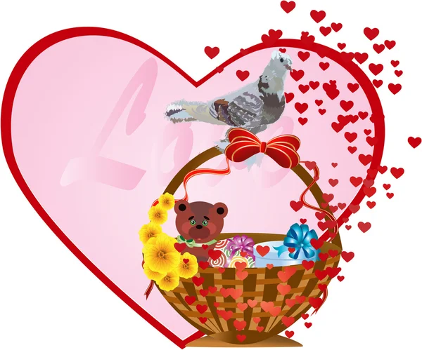 Fond d'amour avec oiseau — Image vectorielle