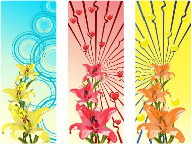 Banners with bright flowers clipart