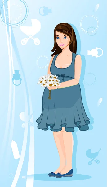 Mooie zwangere vrouw — Stockvector