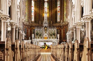 Golden altar in church clipart