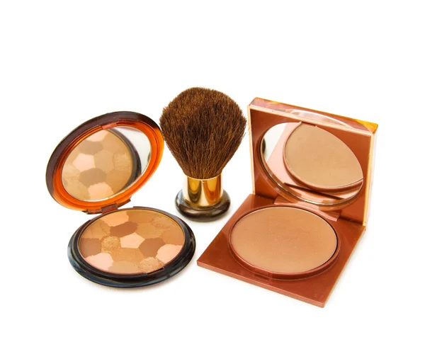 Luxury bronzers makeups with brush — Stock Photo, Image