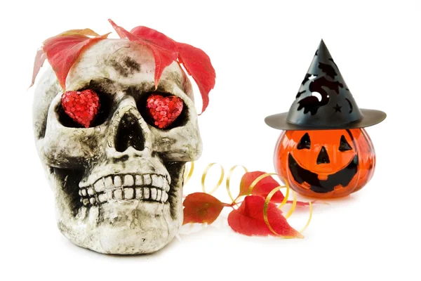 Halloween cinta dengan tengkorak menakutkan — Stok Foto