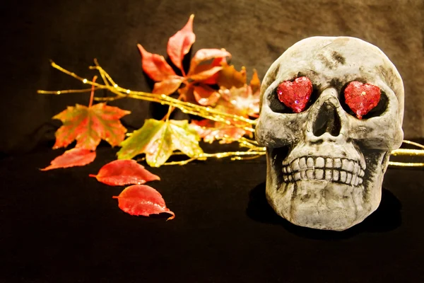 Хэллоуин ночь со страшным черепом — стоковое фото