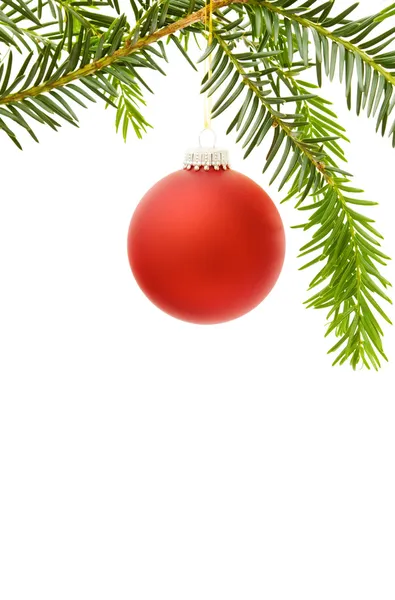 Weihnachtseinfassung mit festlicher roter Christbaumkugel — Stockfoto