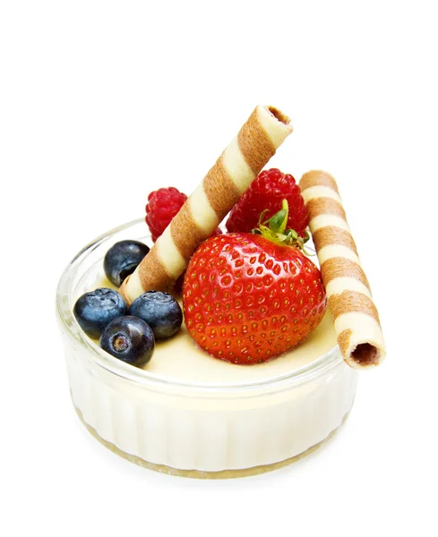 Sobremesa de morango com iogurte — Fotografia de Stock