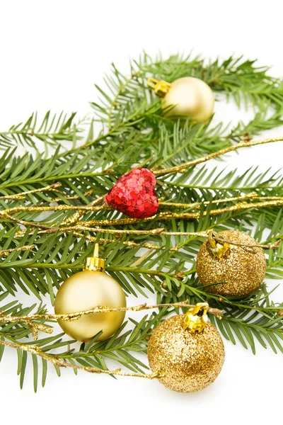 Zlatý vánoční ozdoby — Stock fotografie