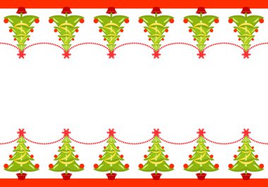 Vector Christmas border with trees clipart