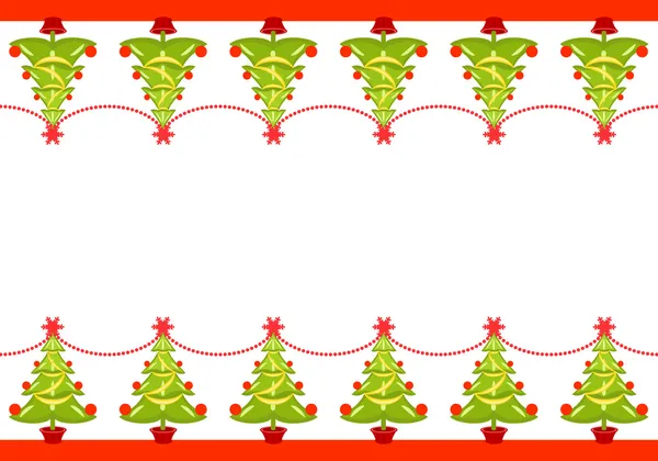 矢量圣诞边框与树 — 图库矢量图片