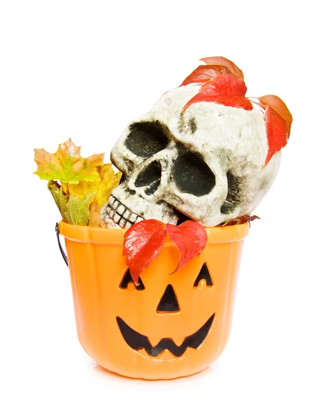 Calavera y calabaza de Halloween — Foto de Stock