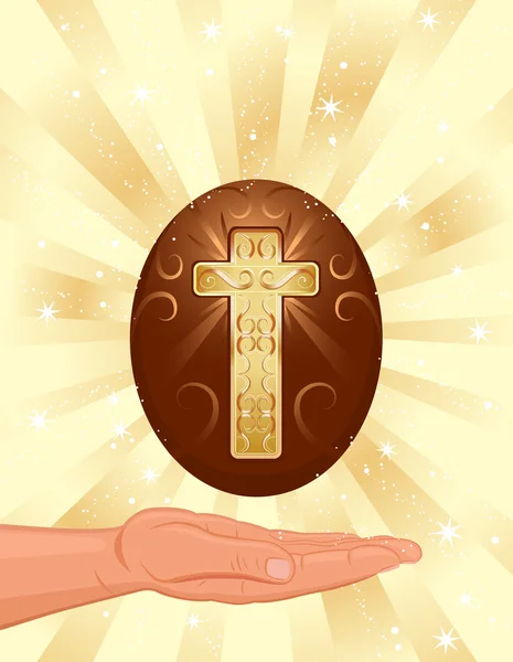 Великоднє воскресіння із золотим хрестом — стоковий вектор