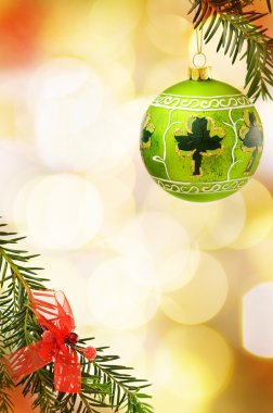 Christmas border with Irish green bauble clipart