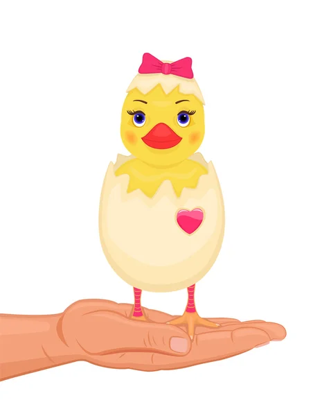 Velikonoční přání s roztomilé kuřátko — Stockový vektor