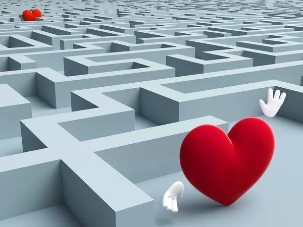 Two Hearts In A Maze — Stock Photo, Image