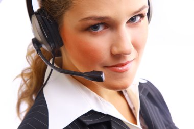 Young and smiling operator clipart