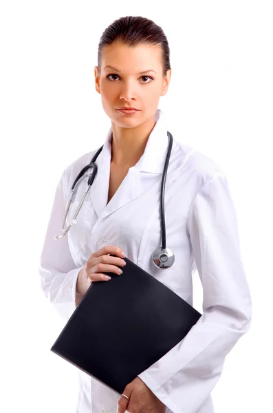 Beautiful young doctor with stethoscope — Stock Photo, Image