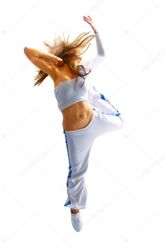 Attractive young woman dancing