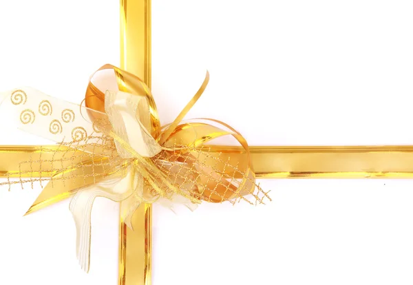 Big yellow holiday bow — Stock Photo, Image