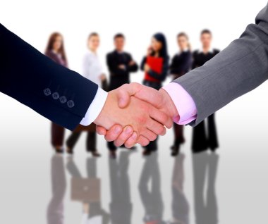 Handshake isolated on white background clipart