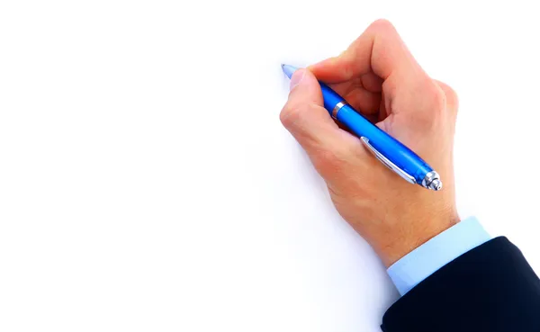 Close up of human hand with pen — Stock Photo, Image